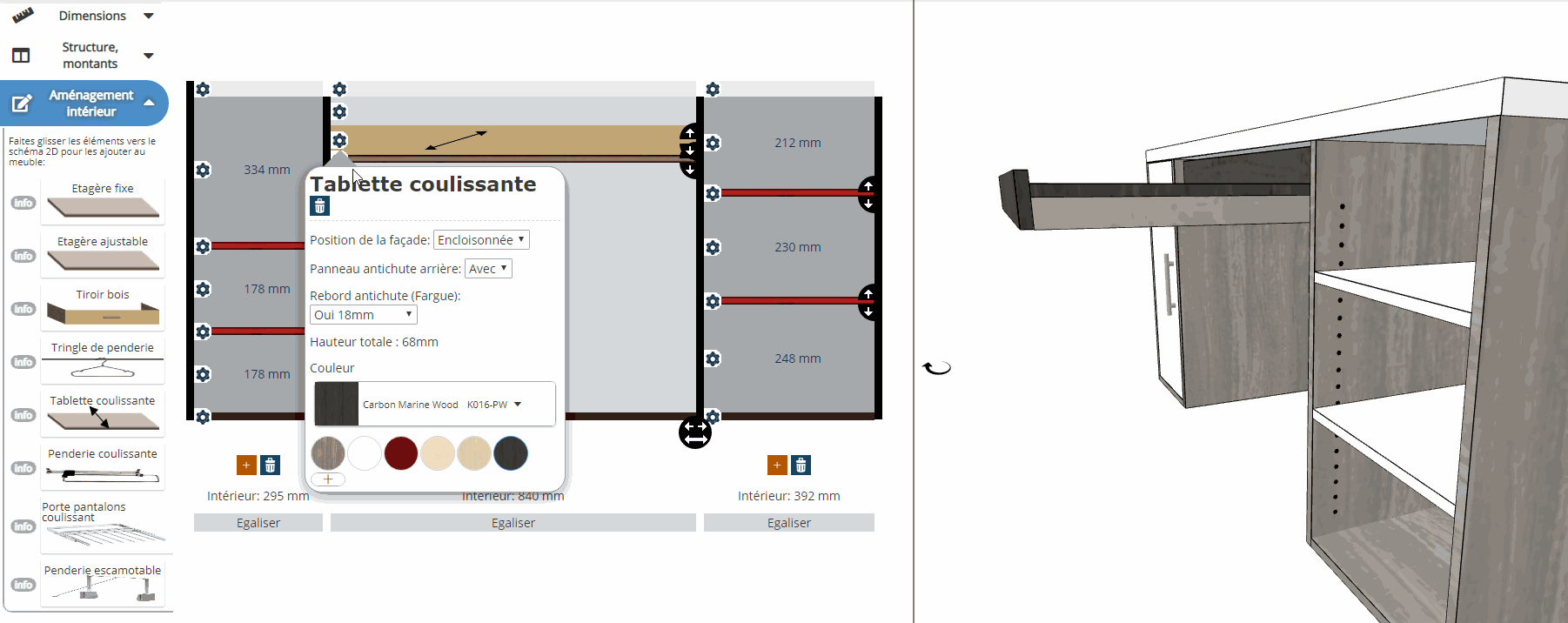 Aménager une tablette coulissante